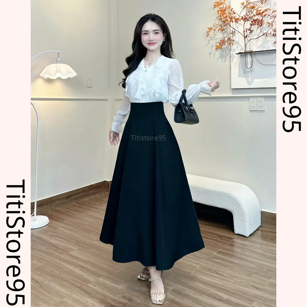 Chân váy xòe bồng 2 phiên bản 75cm - 85cm (Có túi, khóa kéo sau) Nữ Đen | BigBuy360 - bigbuy360.vn