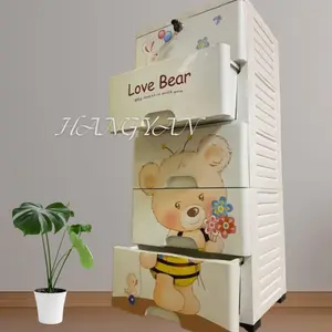 Hangyan Lemari pakaian kotak tempat penyimpanan mainan baby Loker lemari anak-anak lemari karakter Laci Plastik Furniture