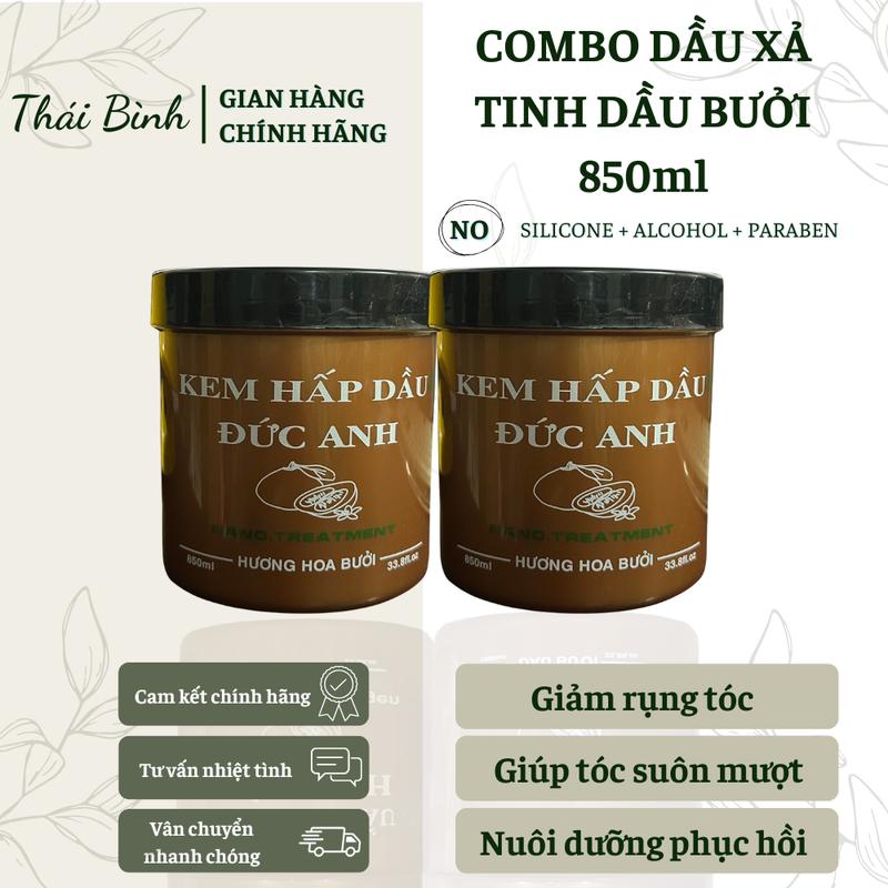 Combo 2 Dầu Xả ĐỨC ANH Bưởi-Bơ-Dừa - Không chứa silicon - 1000ml Collagen Dưỡng Tóc dầugo ithaoduoc dầu gội vitamin duong toc dau go nữ