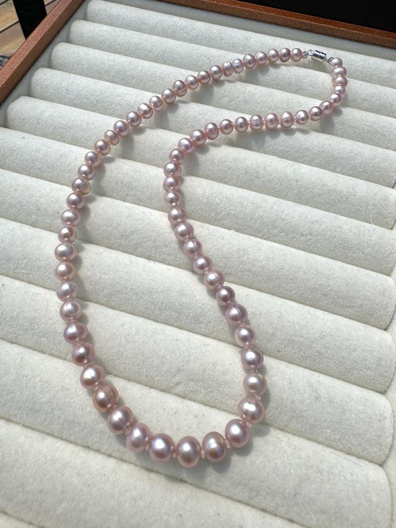 Product Introduction of HH  Freshwater Purple Pearl Necklace 6-7 SKU:XL-076 2