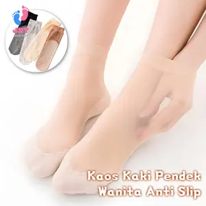 Kaos Kaki Stocking Wanita Pendek Sock Motif / Kaus Kaki Stoking Tipis Transparan Cewek Bahan Tipis Pendek Warna Kulit dan Hitam Kaos Kaki L380-381