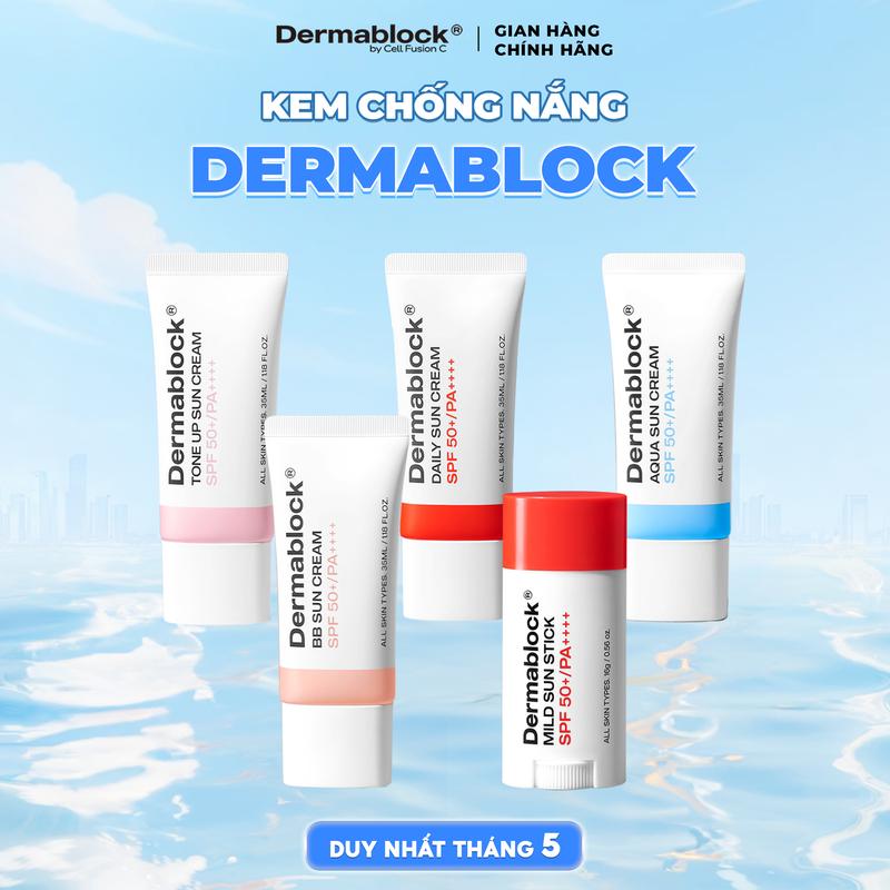 [KOL-KOC] [CHÍNH HÃNG] Kem Chống Nắng Dermablock SPF50+ PA++++ Hàn Quốc Giúp Chống Nắng Và Nâng Tone Cho Mọi Loại Da 35ml 0