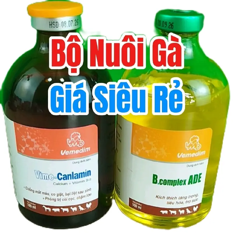 Canxi B12 40.000mcg + Bcomplex ADE Bộ Đôi Nuôi Gà Giá Rẻ 2Chai 100ml 0