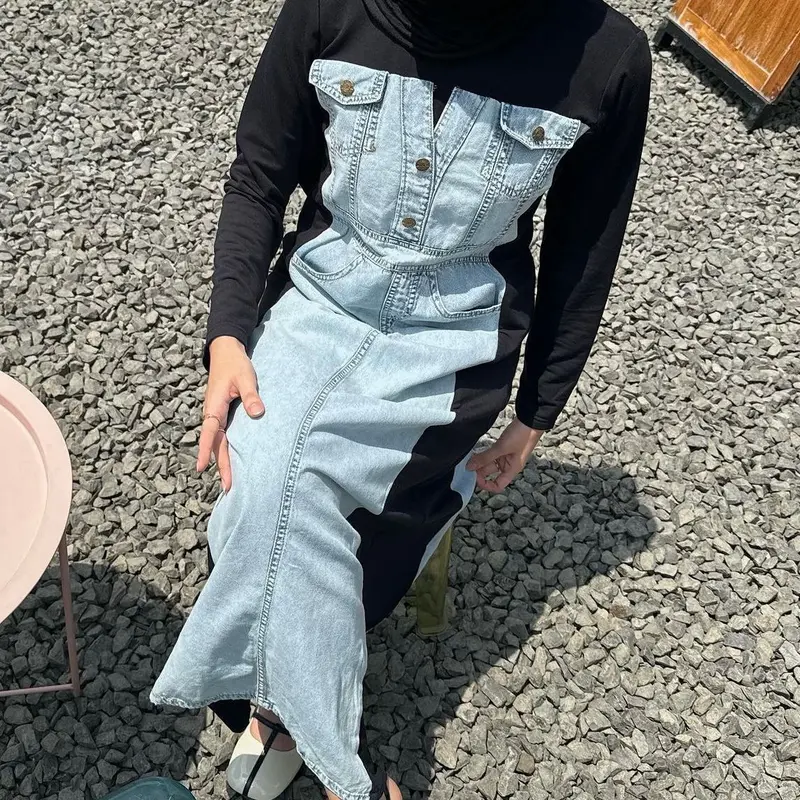 SASYA JEANS DRESS by Dippew Dress Jeans Wanita Daily Fashion