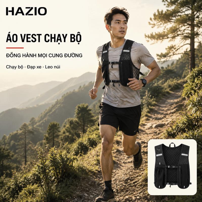 Áo Ghi-lê Chạy Bộ HAZIO Đa Năng Balo Thể Thao Đựng Nước, Điện Thoại, Marathon, Trekking, Leo Núi, Đạp Xe