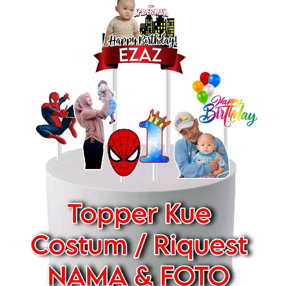 topper kue costum nama dan fhoto