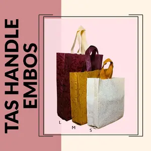 ( 1 LUSIN/ 12 BIJI) Tas Press Handle Embos Daun & Bunga / Tas Souvenir