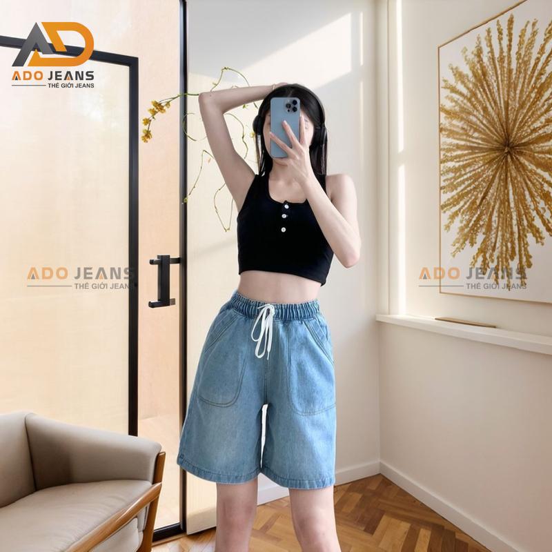 Product Introduction of Quần ngố Jean lưng chun dây thắt, lưng thun co giãn có bigsize  (mã SJ111) Nữ Pants Women 15