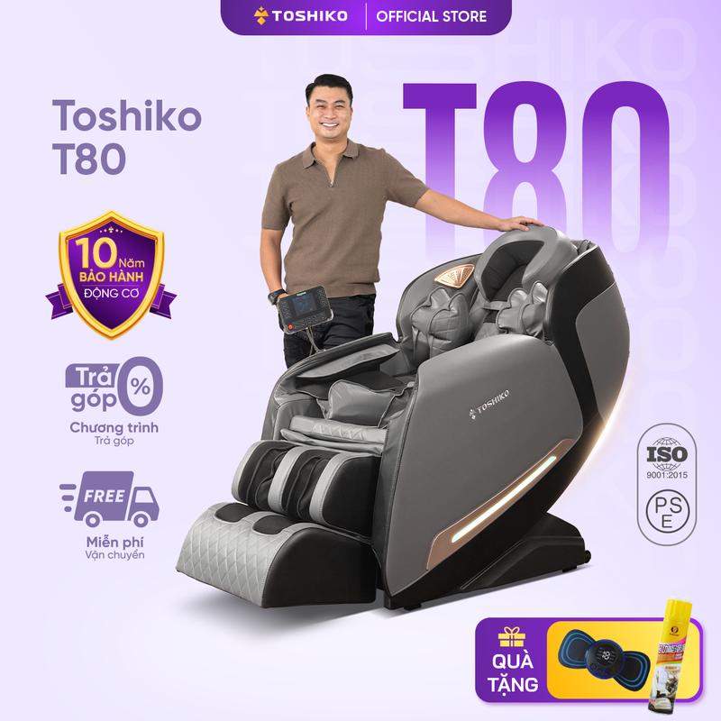 Ghế massage Toshiko T80 điều khiển giọng nói tiếng Việt đa chức năng công nghệ massage con lăn 3D Nhật Bản cố định