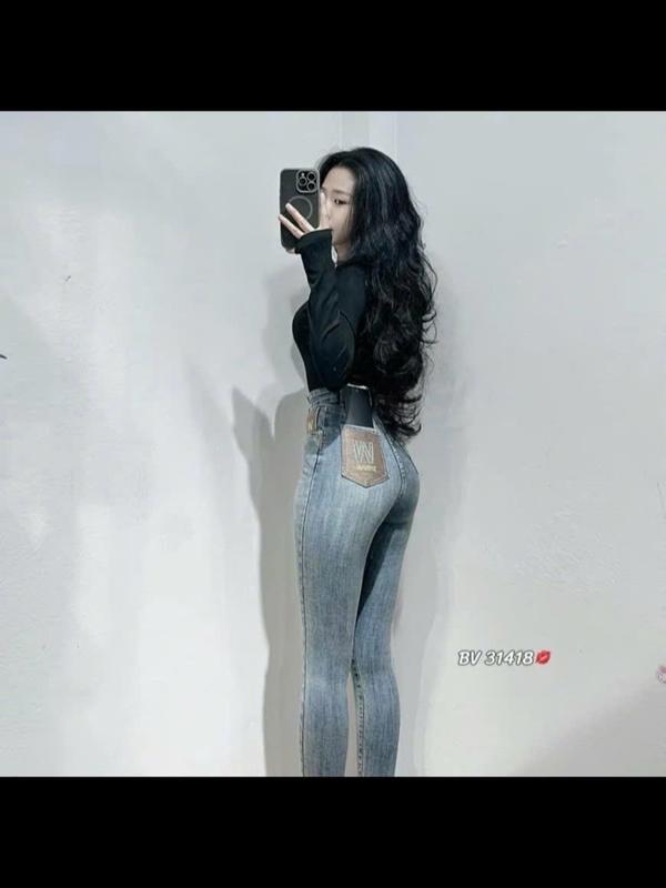  YẾN LINH SHOP BigSize  Mã D022  :45-72kg Quần Jeans Nữ Ôm Lưng Cao 1 Nút Màu Dơ Bụi Rách Mài Thêu Túi Trước Túi Sau Chữ W Co Giãn Mềm Mịn Size 27-32 Siêu Hắc Dáng Basic Sang Chảnh 