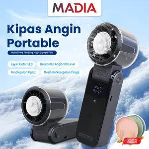 MADIA Kipas Angin Turbo Portable dengan Pendingin Es Teknologi Supercharger & TEC Semikonduktor Mesin Turbo 29000 RPM 100 Level Kecepatan Baterai 3600mAh Free Piring