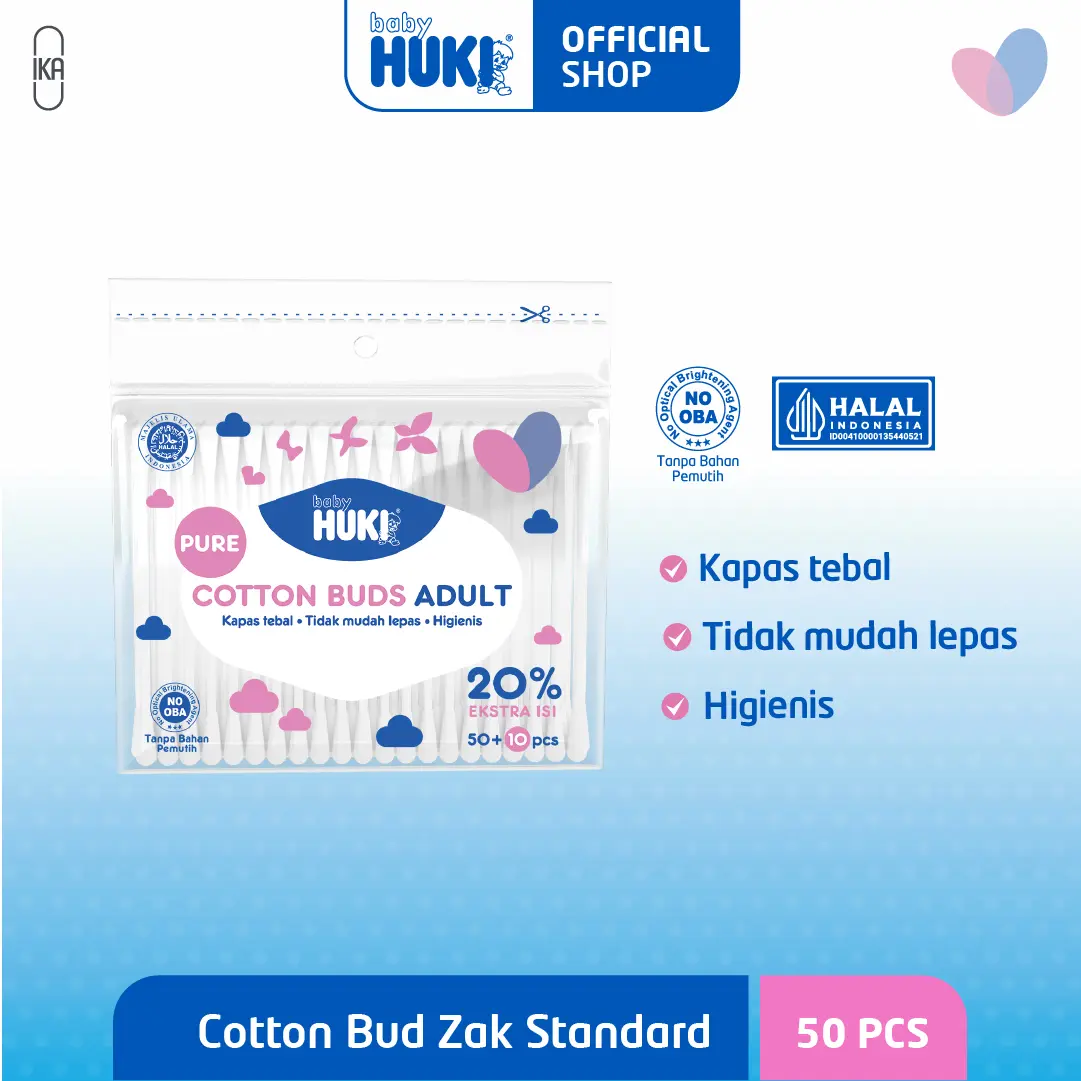 BABY HUKI Cotton Bud Kemasan Zak Isi 50  - Dewasa