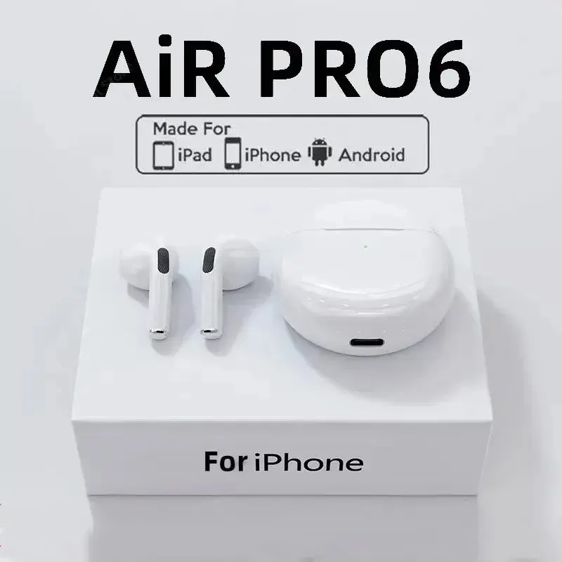 For Apple Original Air Pro 6 TWS Wireless Bluetooth Headphones For iPhone 16 Pro Max 15 14 13 12 11 Headset Earphones Phone Accessories