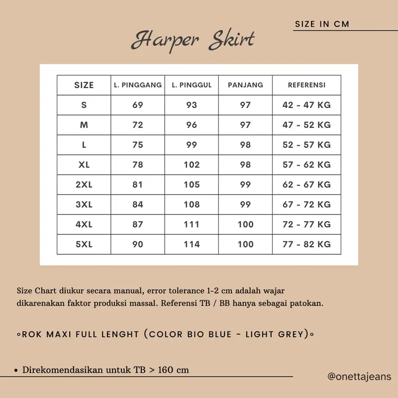 Onetta -  HARPER (Light Grey) - Rok Jeans  Maxi Panjang  Denim Wanita  Kerja High Waist A Line Hijab Friendly Motif Kancing 2