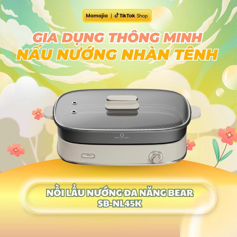 Nồi Lẩu Nướng Đa Năng Bear , Tiết Kiệm Điện, Chống Dính Cao Cấp Với 6 Chức Năng SB-NL45K
