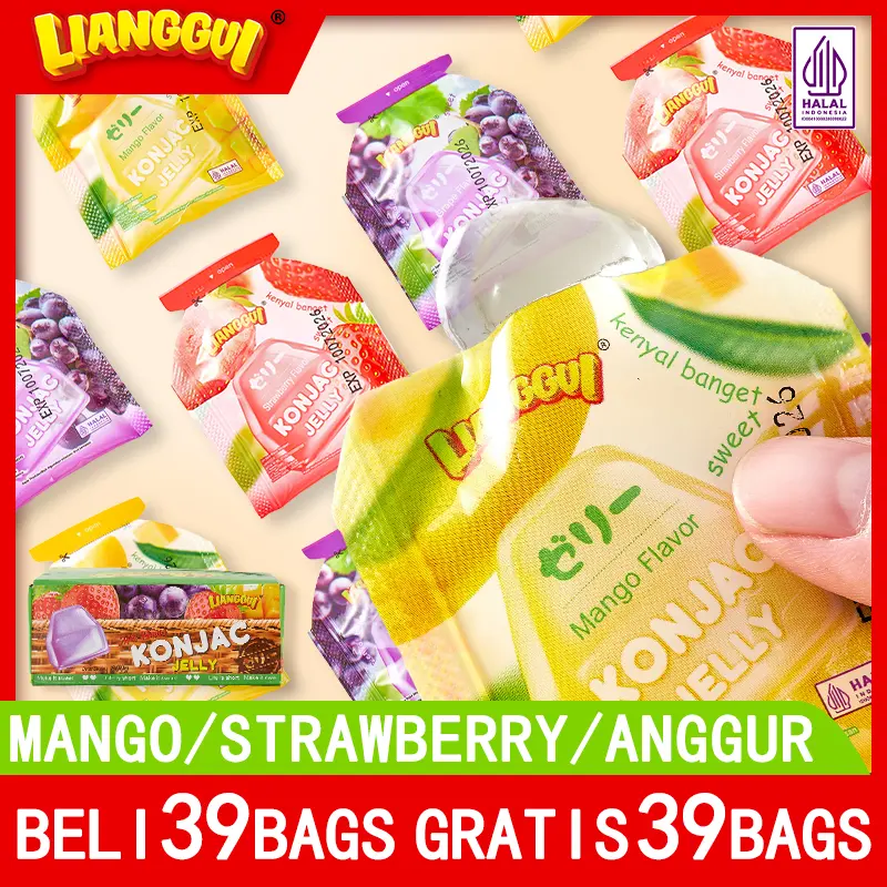 【HALAL】LIANGGUI Konnyaku Jelly | Campuran Tiga Rasa | Mangga | Stroberi | Anggur | Fitri/Eid Jelly Jus Beli Satu Gratis Satu 1