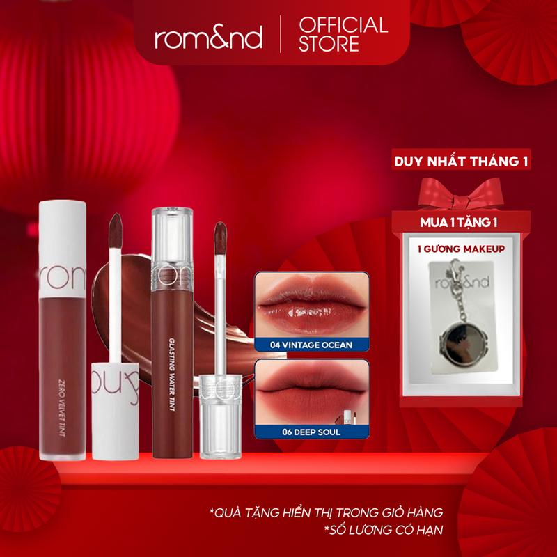 Rom&nd Combo Sont Tint Lì Romand Glasting Water Tint 4g + Son Kem Lì Romand Zero Velvet Tint 5.5g #06 DEEPSOUL