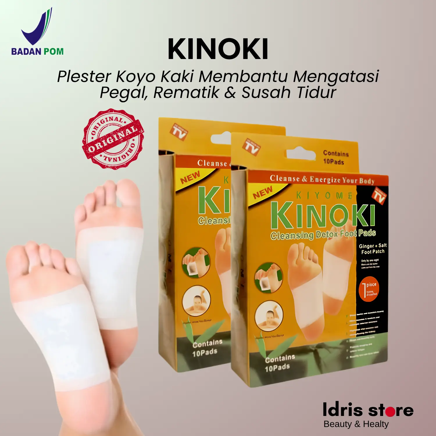 [PROMO 2 BOX] Kinoki Detox Gold Koyo Kaki Menyerap Racun Tubuh Untuk Pegal Linu Susah Tidur Rematik 100% Original