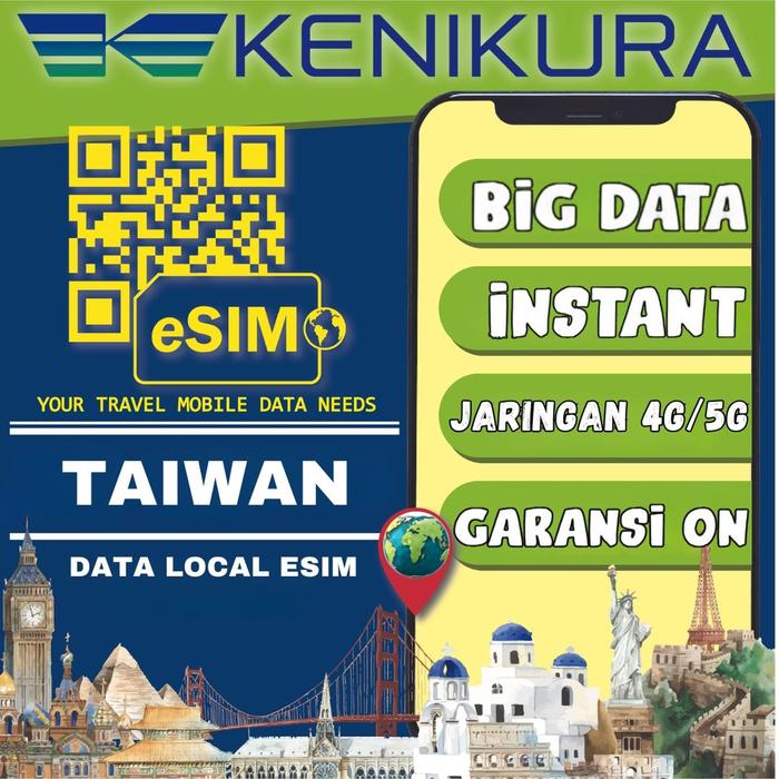 Gambar eSIM Taiwan UNBLOCKED Kuota Data Besar | eSIM Travel Data Taipei 4G/5G | Kenikura - 3 Days, 3GB dari Kenikura Tour Kota Tangerang Selatan Tokopedia
