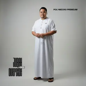 Jubah Gamis Pria Dewasa SHIDQI Ukuran JUMBO Model Kasual Kerah Oblong Lengan Pendek Bahan Adem By KAL MOSLEM