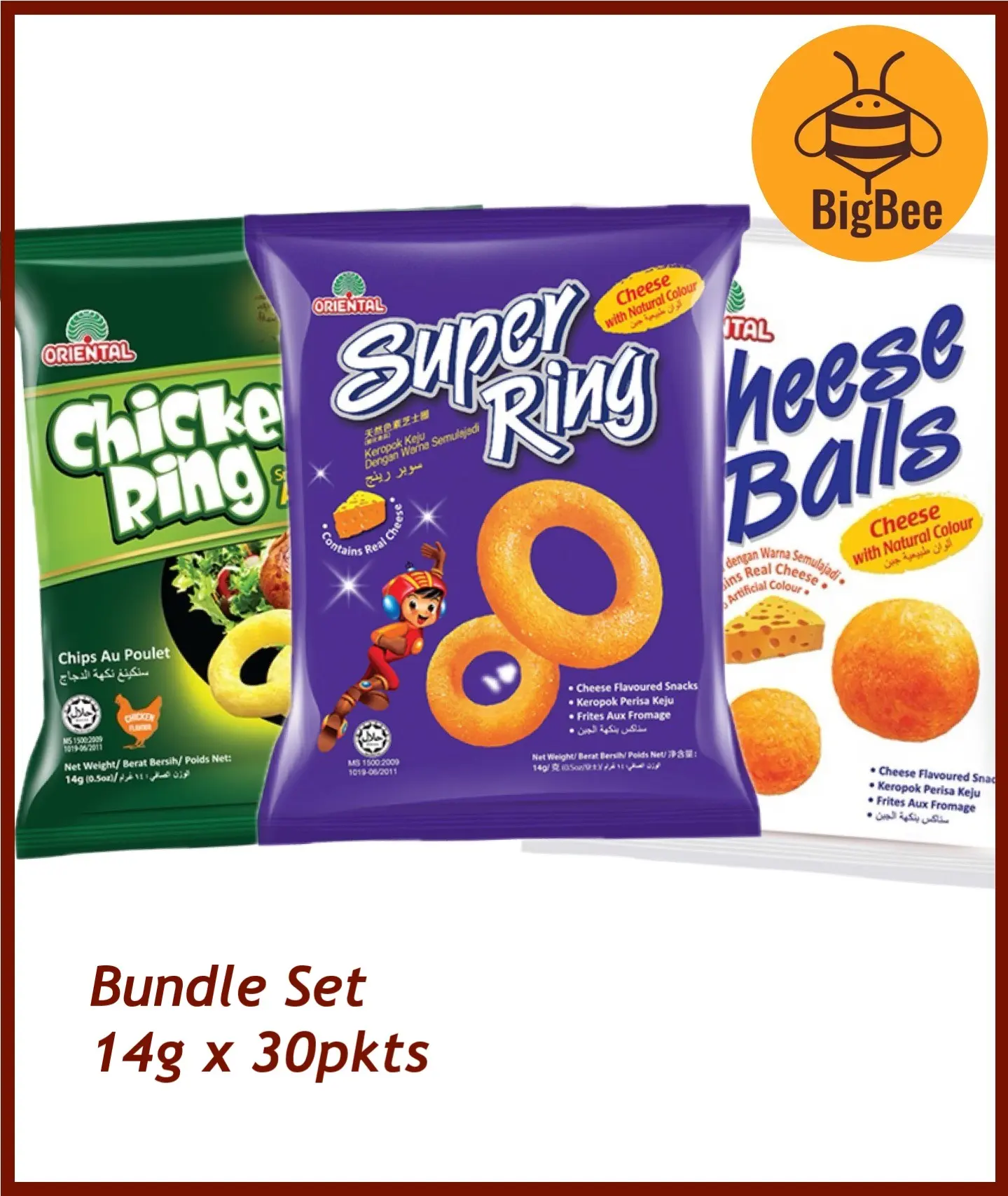 [Bundle of 30pkts] Oriental - 14g x 30pkts Super Ring / Cheese Balls / Chicken Ring / Assorted Flavour