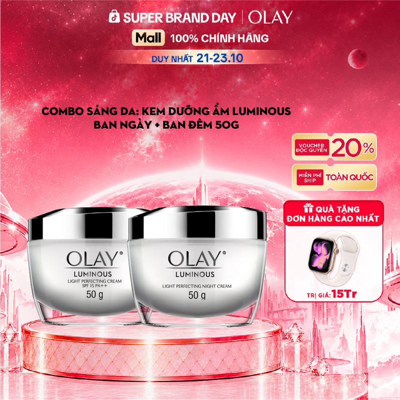 [LIVE 2] Combo 2: Kem Dưỡng Ẩm Ngày & Đêm Dưỡng Sáng Da OLAY LUMINOUS 50G X2