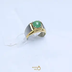 CINCIN HIJAU KRISOPRASE MEWAH UNTUK LAKI LAKI SANGAT ELEGAN