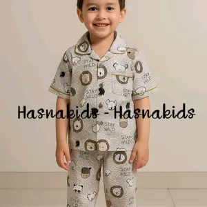 Piyama anak Kids Fashion 1-5 tahun Cotton Celana Kemeja Motif