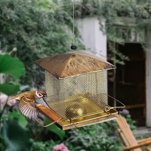 Outdoor Hanging Bird Feeder Anti-Squirrel House Shape Bird Feeder For Garden Yard Decoration Large Capacity Chewproof Lawn