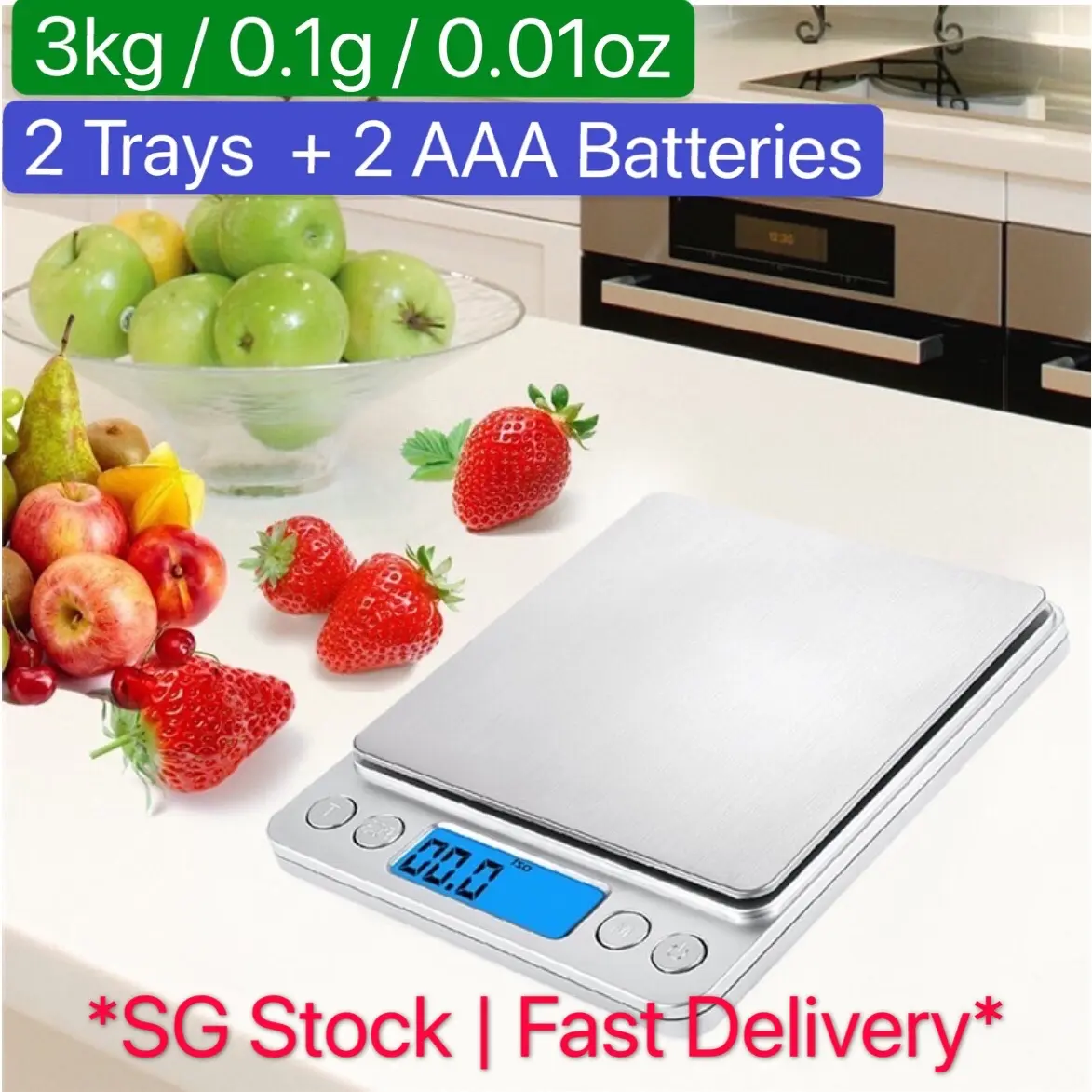 SG Stock | Fast Delivery | Promotion | Digital Weighing Scale 500g x 0.01g, 3000g x 0.1g /0.01oz, Pocket Mini Food Scale, Electronic Jewelry Scale | 2 Trays and 2 AAA Batteries included
