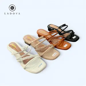 Ladova Sandal Wanita Heels Hak Tahu 3cm Kepang K04 Kulit Sintetis Stylish Nyaman Aktivitas Harian Bahan Berkualitas Lapisan Dalam Empuk Size 37-41 Shoes