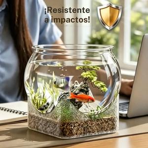Tanque de peces de plástico transparente, acuario resistente a caídas, pequeño tanque de acuaponía para escritorio con peces dorados, adecuado para alimentar peces
