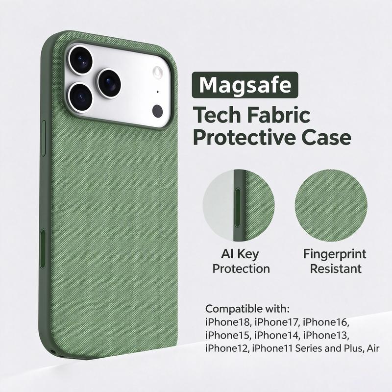 Dành cho iphone 18 Pro/18 Pro Max, 17/17 Pro/17 Pro Max, 16, 15, 14, 13, 12, 11 Plus/Air, ốp điện thoại vải bảo vệ MagSafe, nhiều màu sắc có sẵn, chống vân tay, chống sốc, vỏ cao cấp dành cho cặp đôi