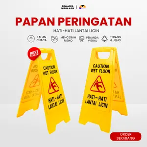 Papan Peringatan Lantai Licin - Wet Floor Sign Caution Board Hati-Hati Lantai Licin Kuning