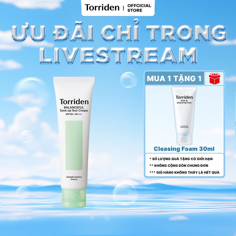 Kem Chống Nắng Nâng Tông Tự Nhiên Cica BALANCEFUL Torriden SPF50+ PA++++ 60ml Skincare Dưỡng Ẩm Da Chăm Sóc Da Sunscreen  Sun Cream Làm Đẹp Da Nữ Dưỡng Body