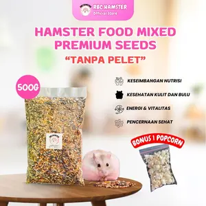 MAKANAN HAMSTER MIX PREMIUM 500 GRAM BONUS POPCORN HAMSTERFOOD BERGIZI ANTI PELET SANGRAI ANTI KUTU