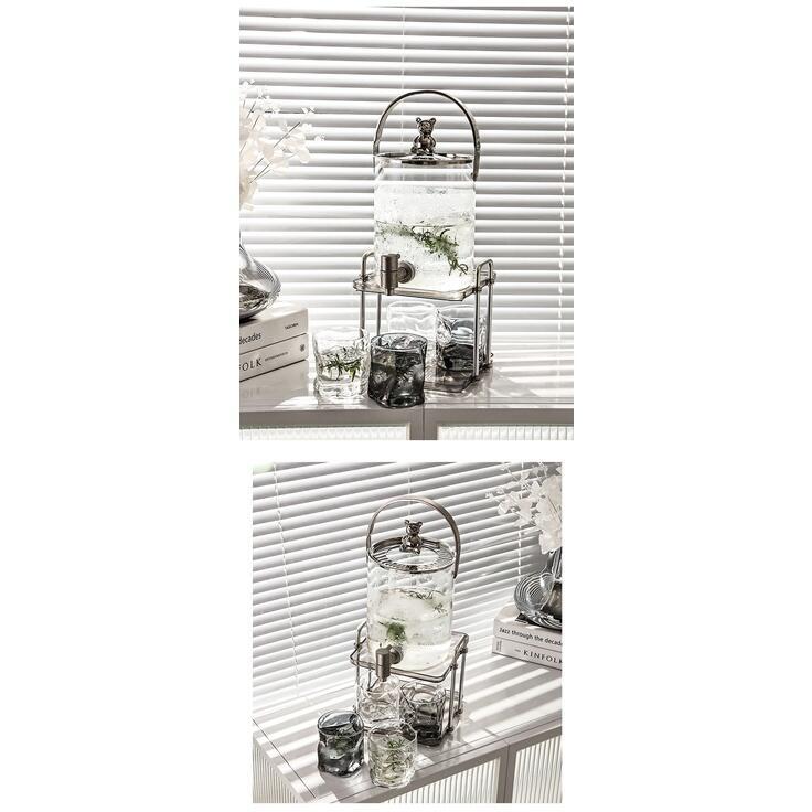 Product Introduction of Sier Bear Glass Cold Kettle With Faucet Large Capacity Bucket Water Cup Set Household Fruit Tea Beverage 8