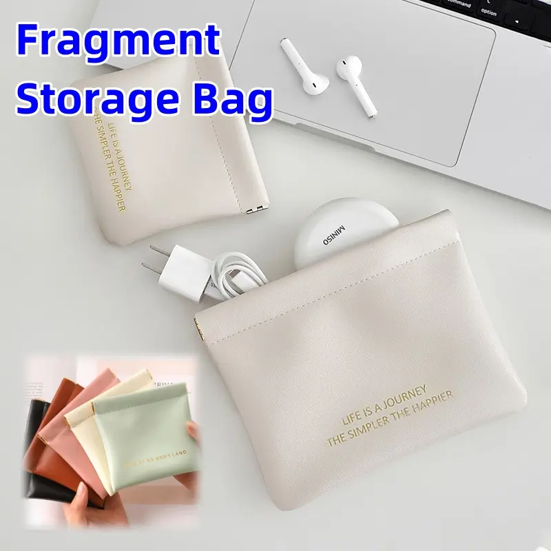 Beg Simpanan Serpihan, 2pcs, Penutupan Automatik, Beg Simpanan Fon Telinga Berwayar, Bahan PU, Reka Bentuk Dompet Sifar, Saiz Mini dan Mudah Alih, Sesuai untuk Gincu dan Solekan, Beg
