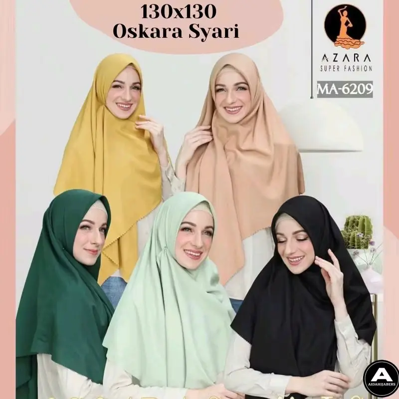 Hijab jilbab kerudung segiempat OSKARA VOAL MIRACLE SYARI 130x130 LC by Azara jumbo terbaru murah Cantik segi empat Square Muslim