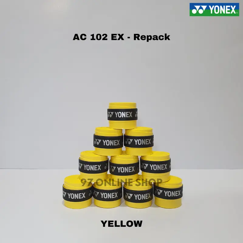Grip Karet Raket Badminton Yonex AC 102 EX / AC102EX - SUPER GRAP TAPE - 100% Original YONEX - YELLOW 0