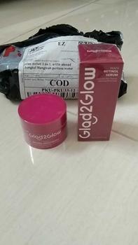 Product Review of [BPOM] Glad2Glow 2pcs bundle Skincare 2in1 Paket - Moisturizer+Serum Glowing Anti-acne Dark spot Barrier Bright Blueberry Ceramide Centella Berjerawat Memudarkan Mencerahkan Pencerah Wajah Arbutin Acid Extract Niacinamide Cooling Pelembab Melembutkan from M**d R**i 0