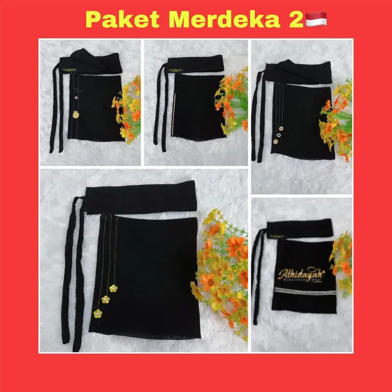 PAKET NIQOB MERDEKA  | Matt Sifon Silky Premium | Paket Hemat Niqab Cadar Bandana Wolfis Terbaru Niqob 2 Layer 1
