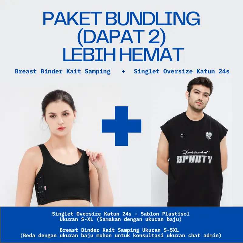 Paket Duo Dapat 2 (Kaos Singlet Tanktop + Breast Binder Kait Samping) 0