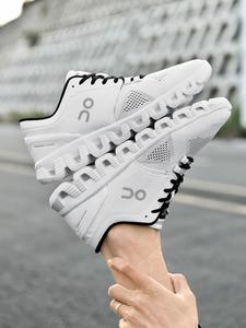 Tenis deportivos unisex con suela gruesa transpirable y absorción de impactos, estilo profesional, parte superior textil, suela de EVA, calzado casual para correr y gimnasio