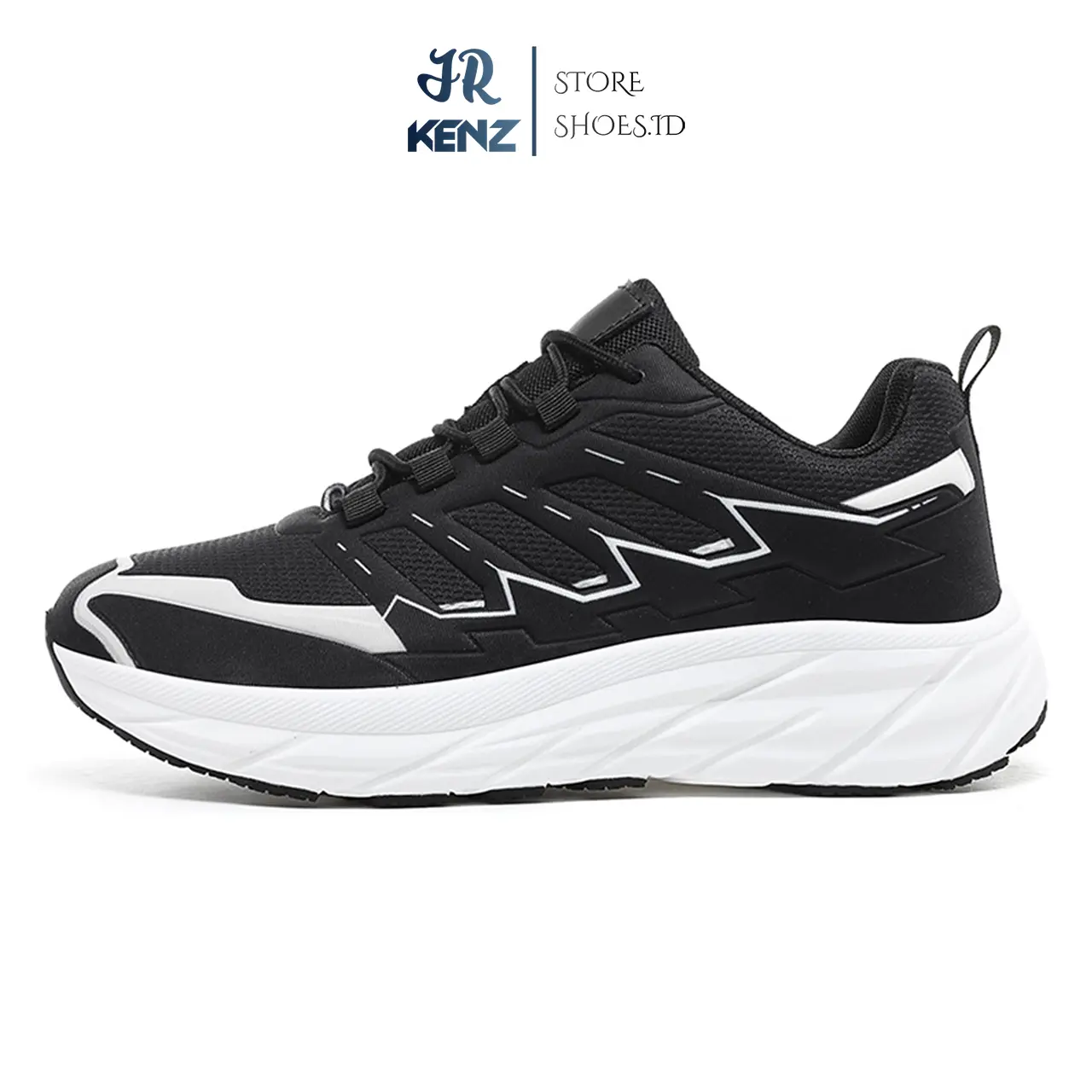 Sepatu Hitam Pria Dewasa Motif Garis Putih Sporty Shoes Sepatu Cowok Olahraga Keren ringan empuk buat lari nyaman dikaki