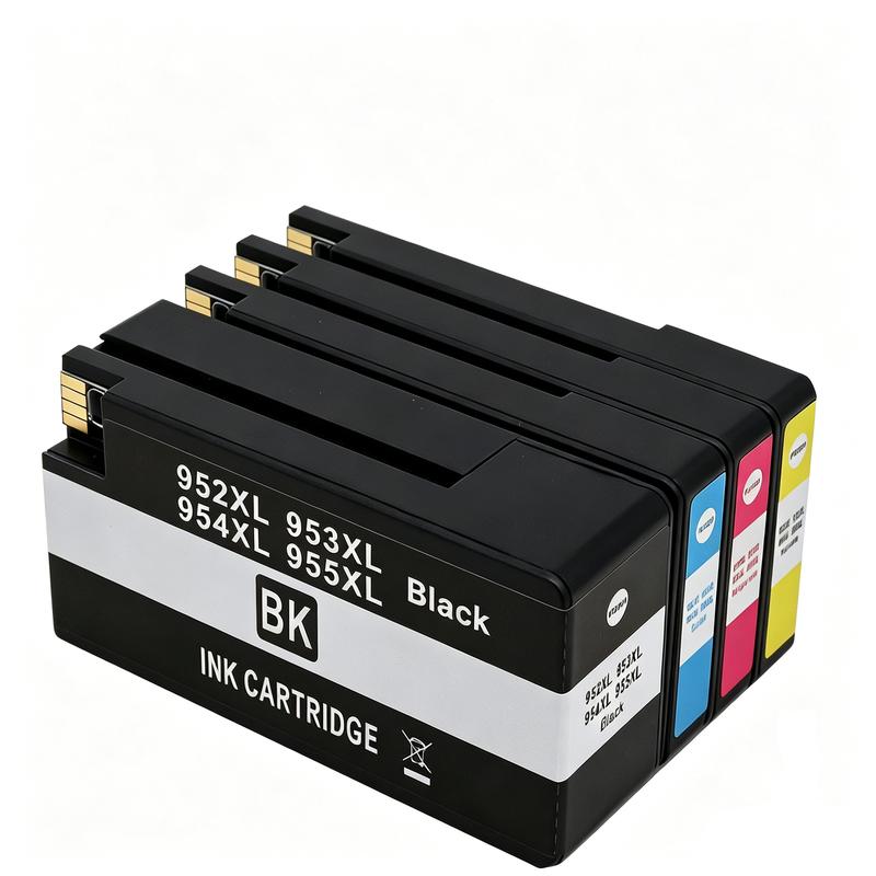 Ngăn mực tương thích với các mã 952/953/954/955, hộp mực thay thế dung lượng cao cho máy in HP OfficeJet Pro 7720/7730/7740/8210/8216/8218/8702/8710/8715/8718/8720/8725/8728/8730/8740, có chip nhận diện, nguồn cung mực cho máy in văn phòng gia đình.