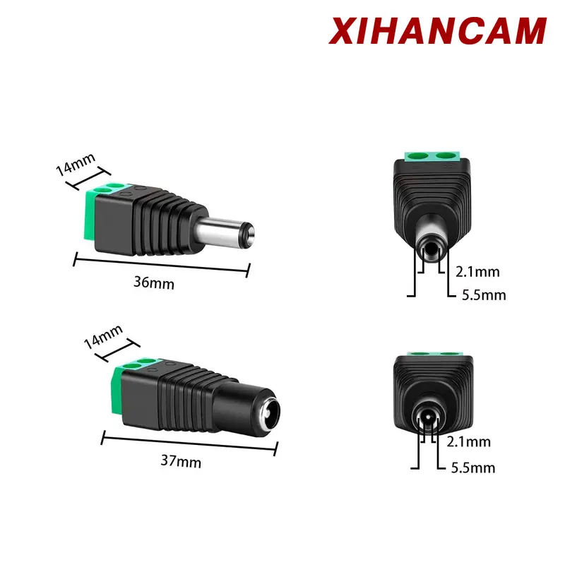 XIHANCAM Konektor Jack DC Male Female Konektor CCTV Ke CCTV Jack Sambungan Konektor Kabel DC CCTV 7