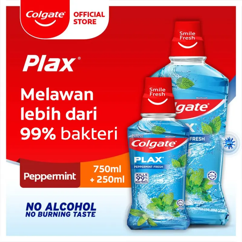 Colgate Obat Kumur Plax Peppermint 750ml + 250 ml 0