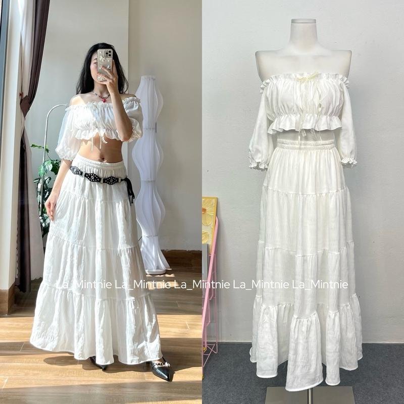 Chân váy BỌT BIỂN 4 tầng trắng xốp bồng bềnh nữ ảnh thật shop chụp
