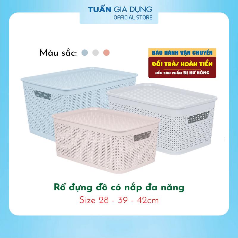  Rổ có nắp đậy Giỏ đựng đồ đa năng quần áo đồ chơi cỡ nhỏ cỡ trung cỡ to có 3386 - 3387 - 3388 